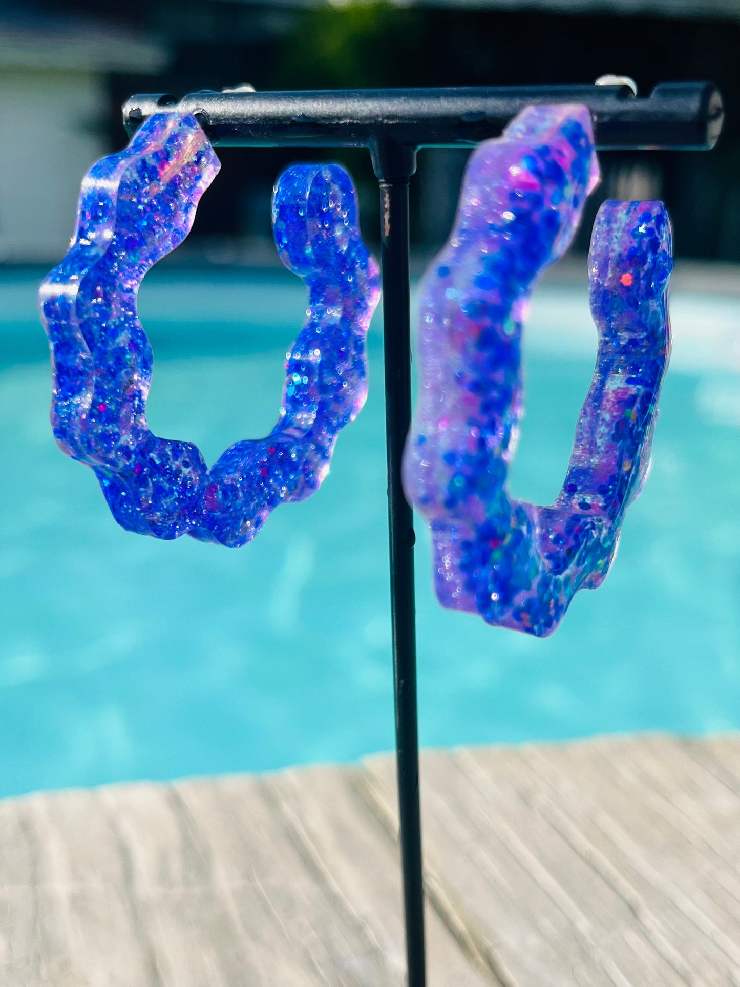 Mermaid Blue Ruffled Earring