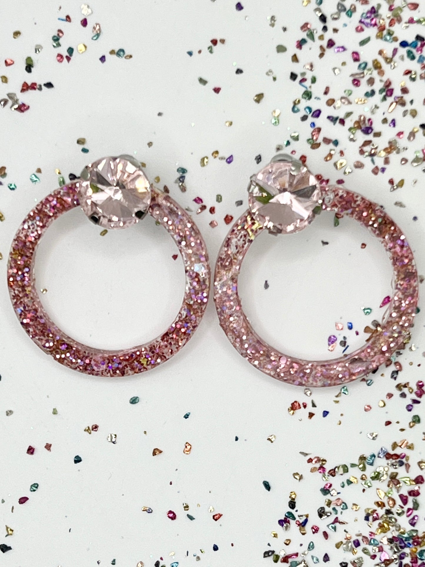 Pink Rhinestone Circle Earring