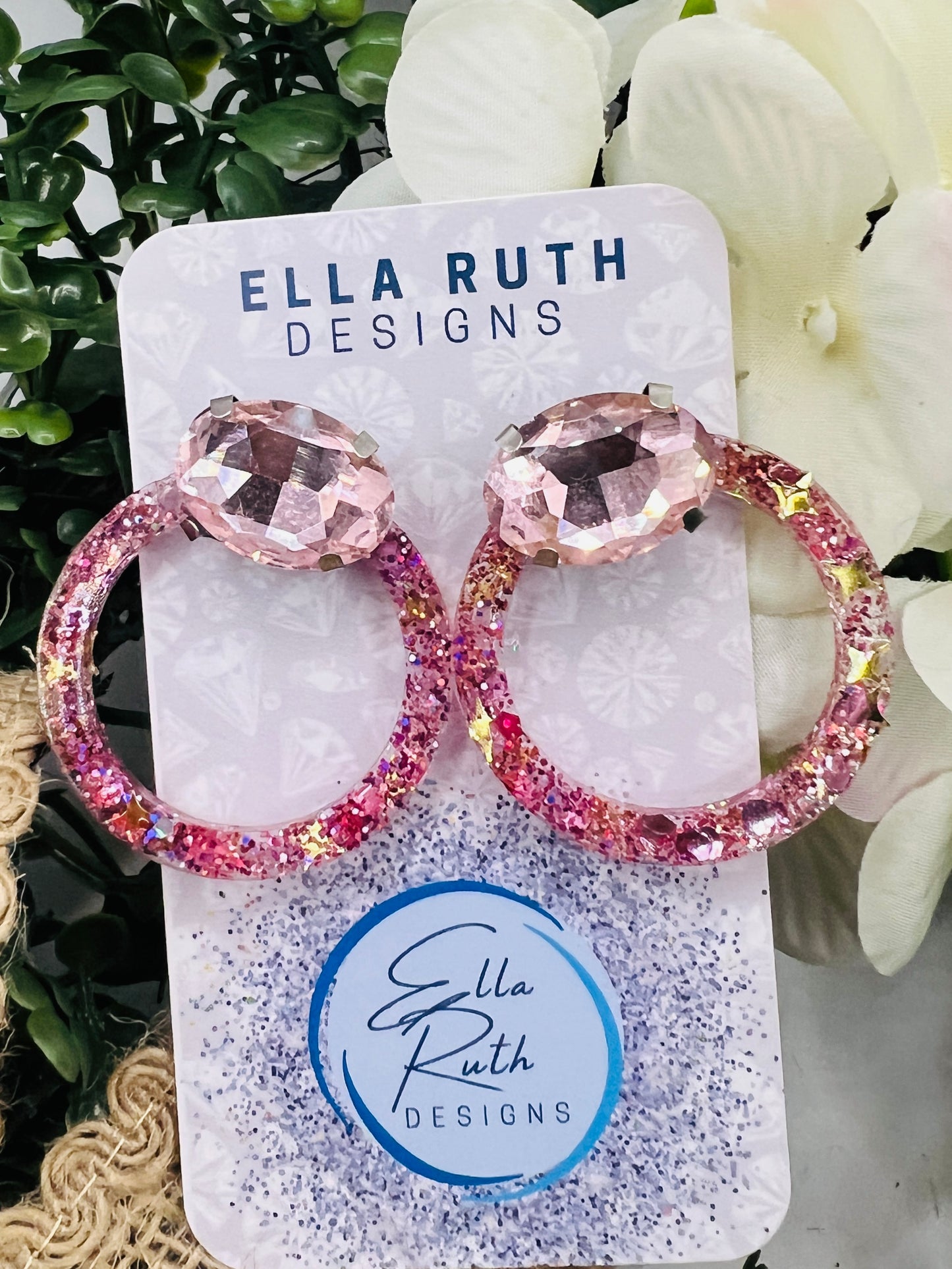 Pink Rhinestone Circle Earring