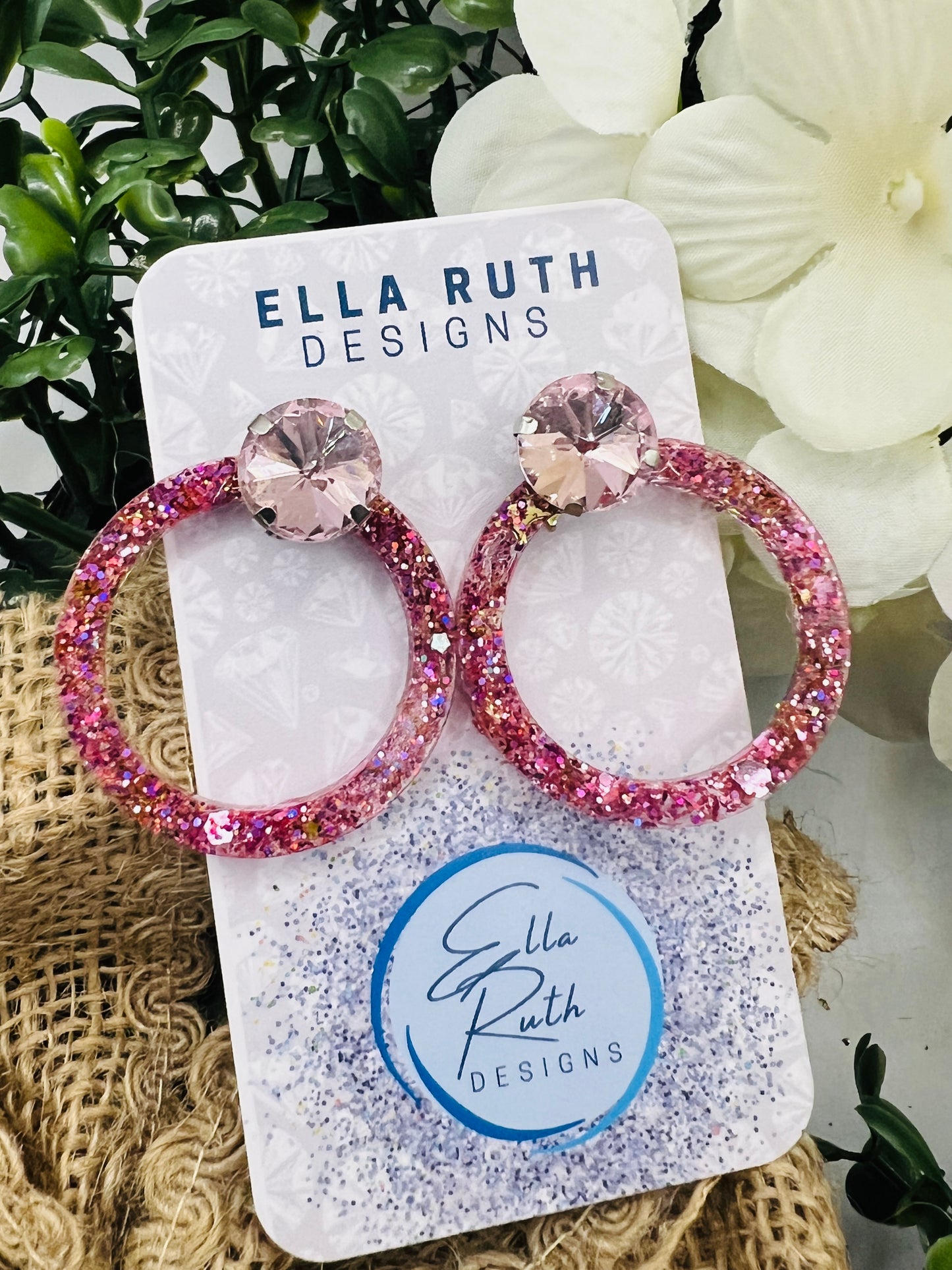 Pink Rhinestone Circle Earring