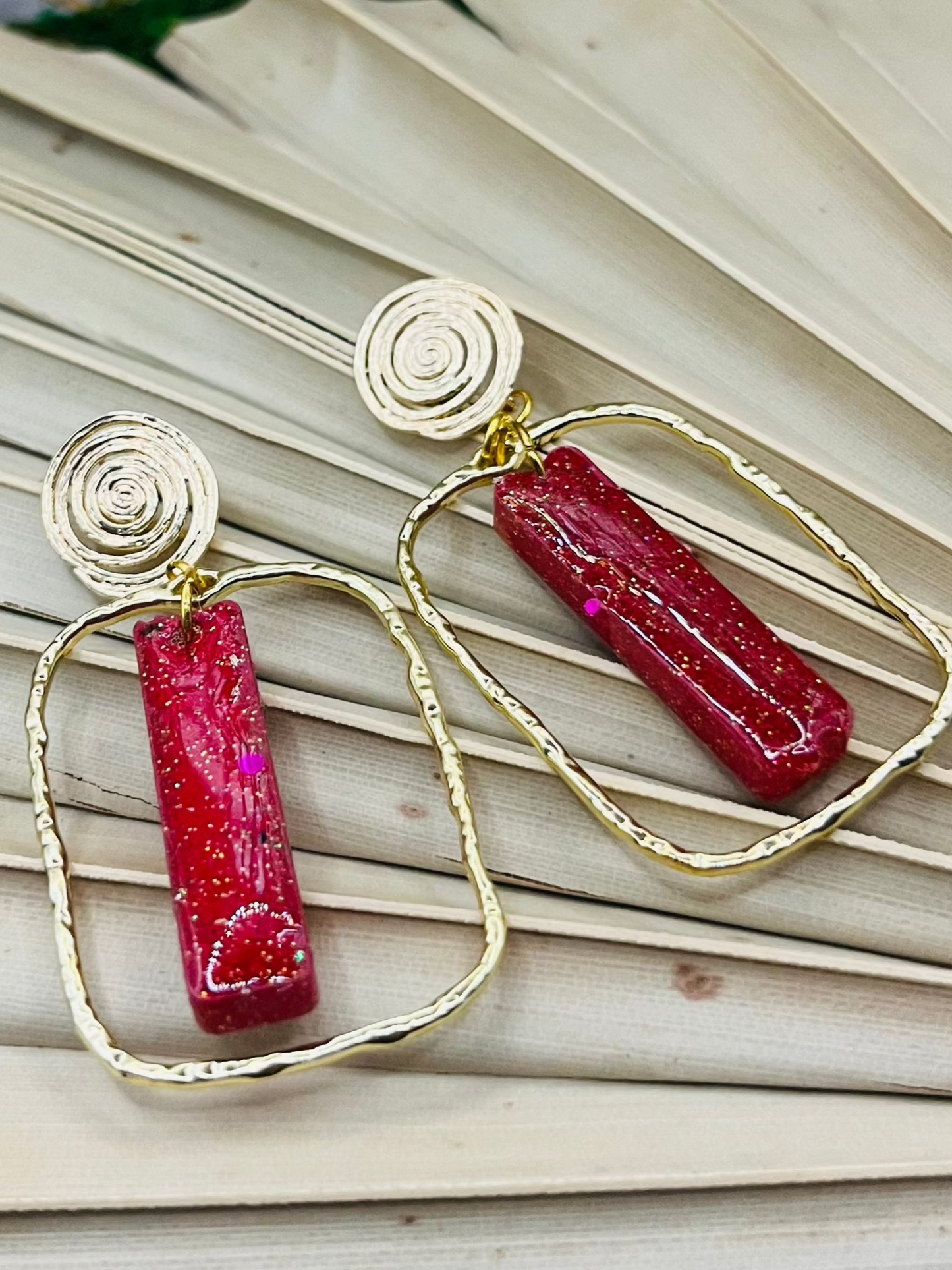 Red Dragon Swirl Earring