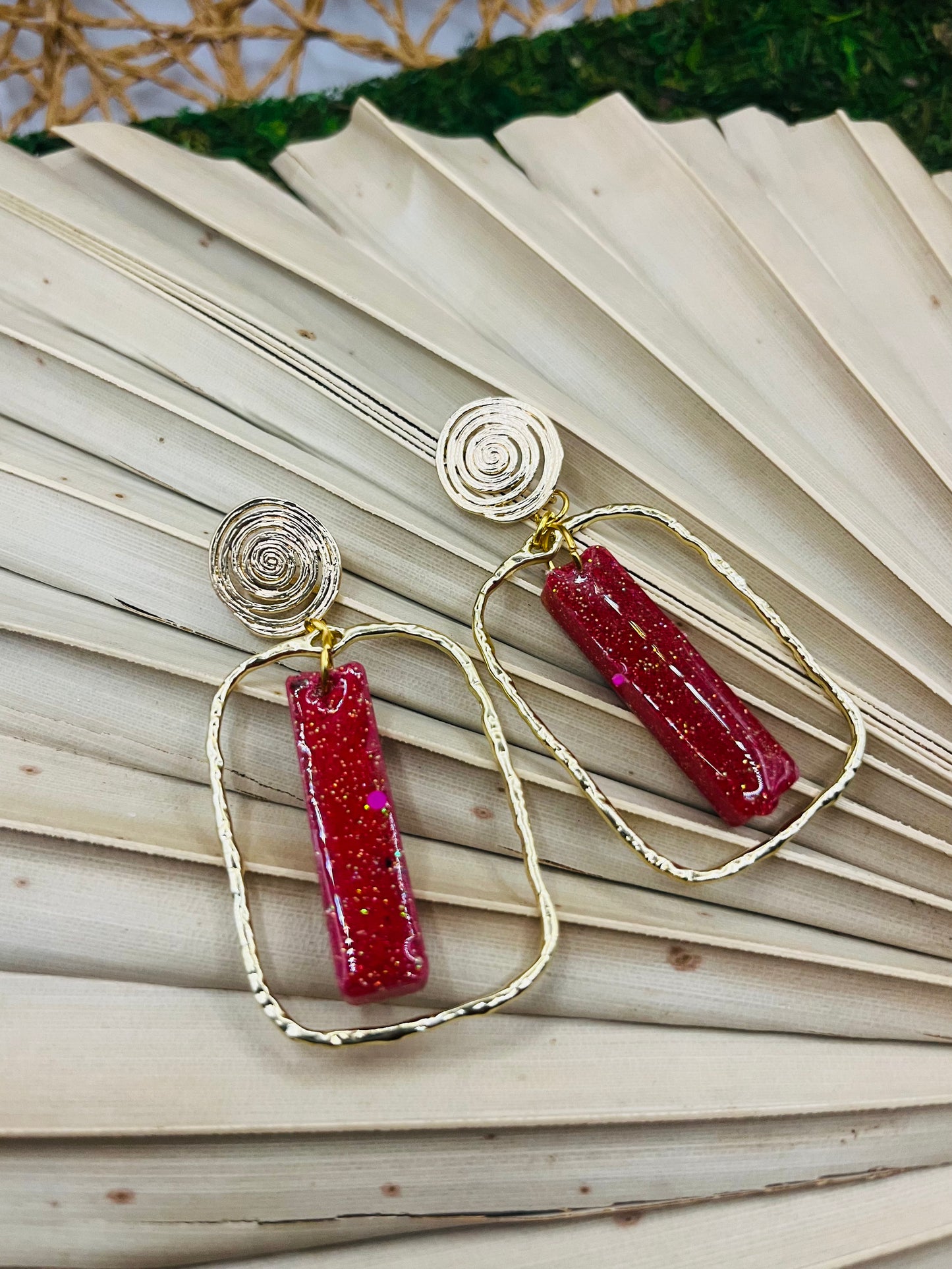 Red Dragon Swirl Earring