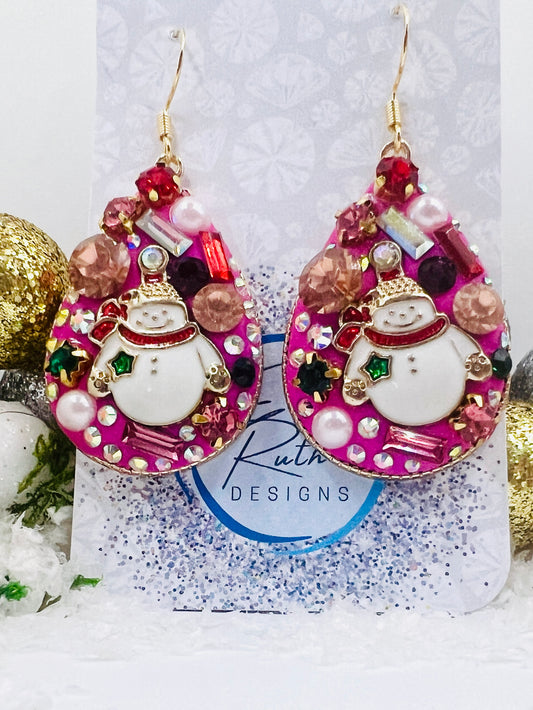 Fancy Snowman Earring