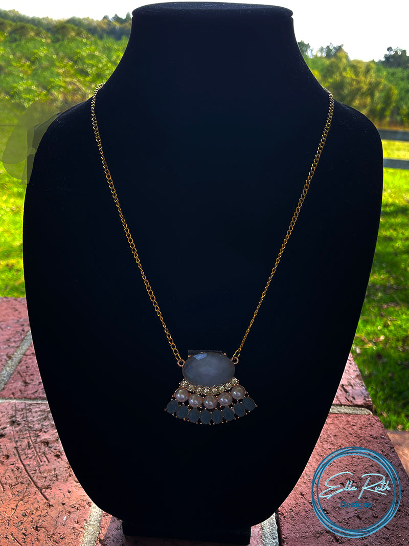 Blue Paradise and Pearls Necklace