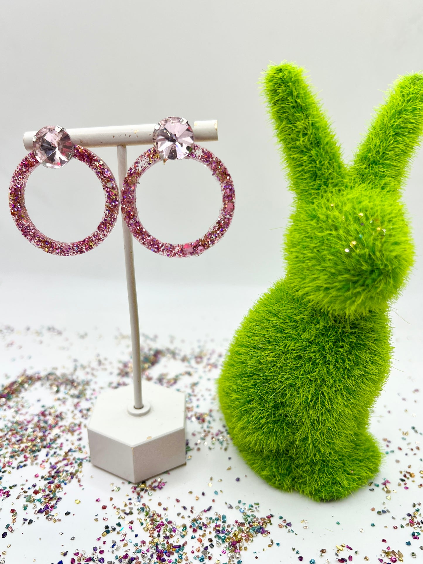 Pink Rhinestone Circle Earring