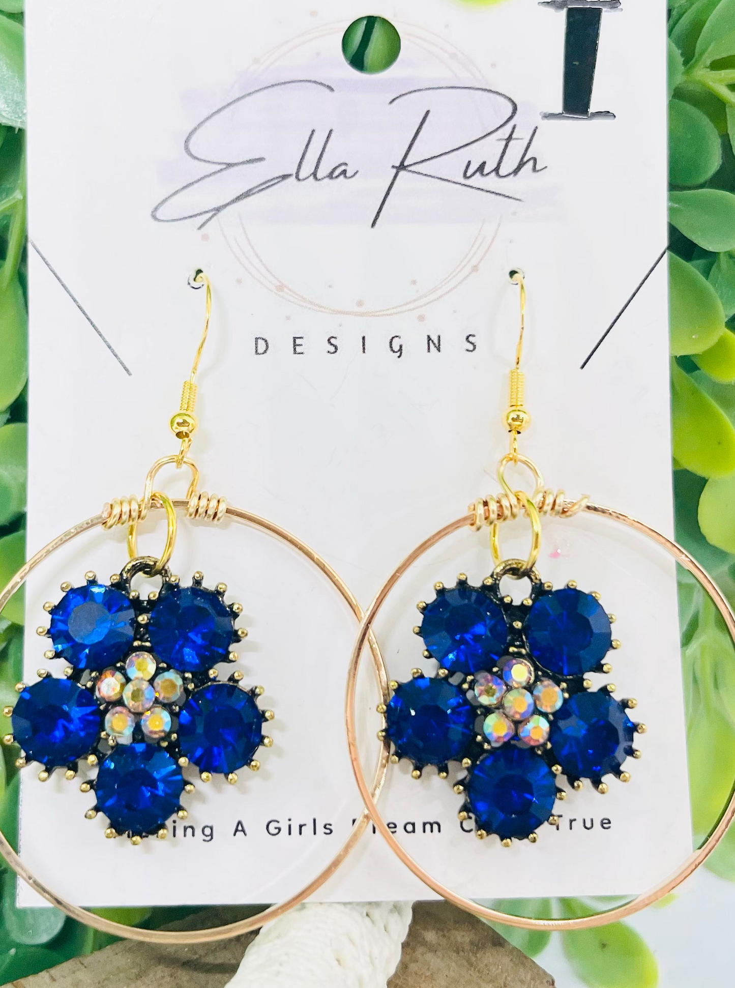 Cobalt Blue Flowers Earring