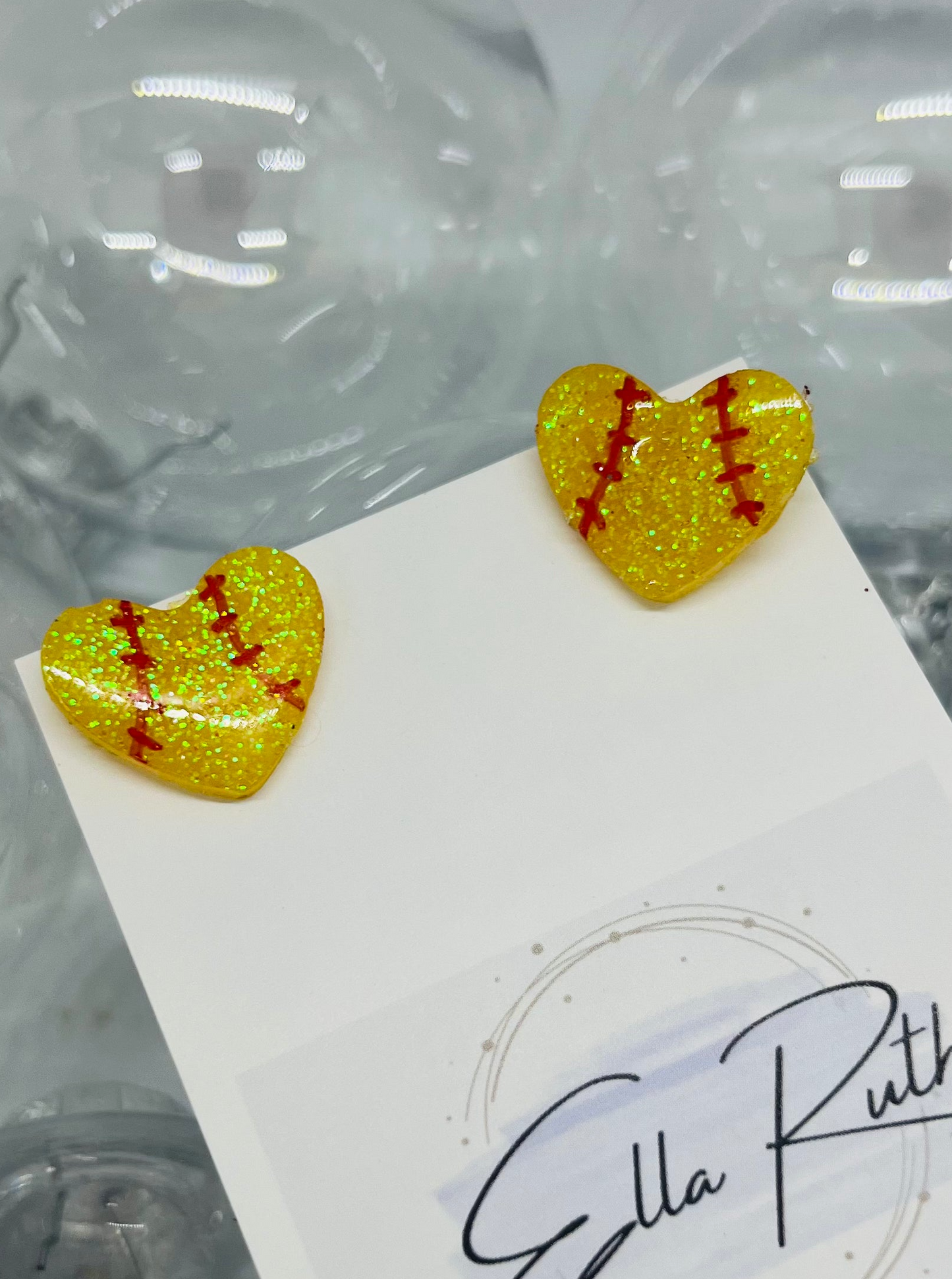 Softball Heart Stud Earrings