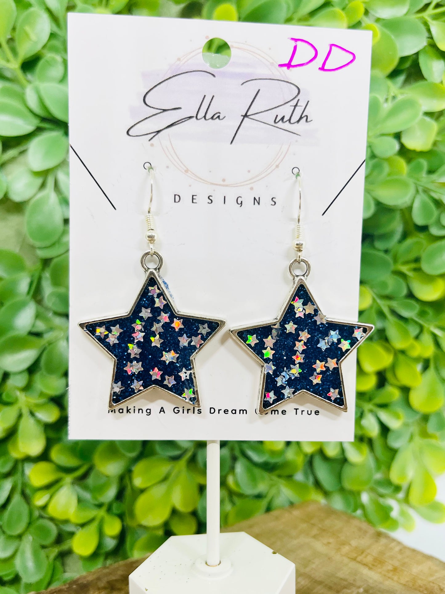 Navy Star Earrings