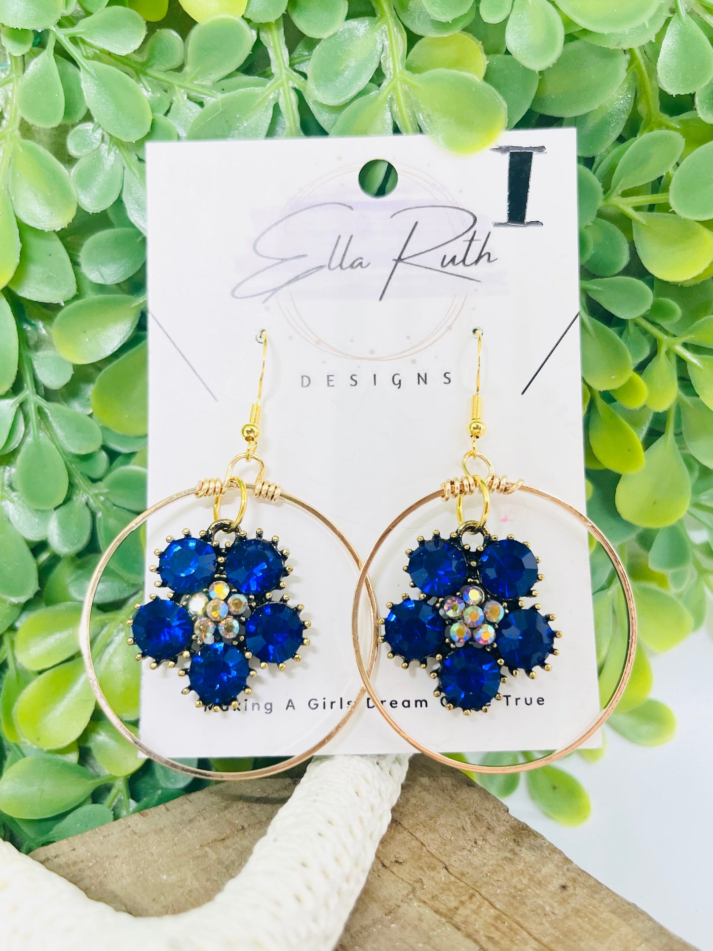 Cobalt Blue Flowers Earring