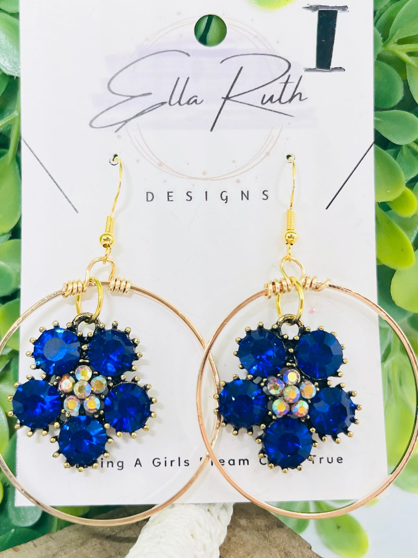 Cobalt Blue Flowers Earring