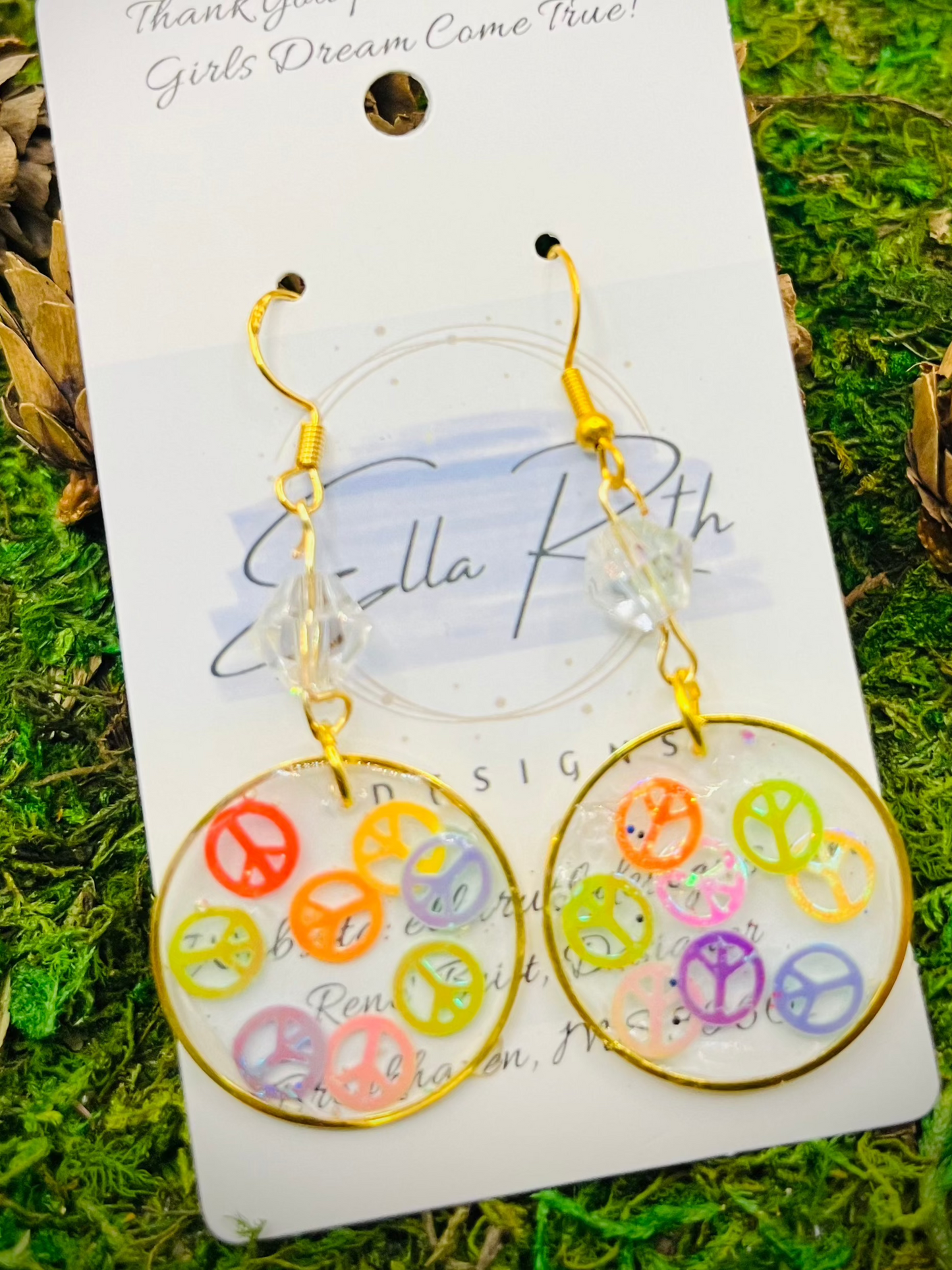 Peace Glitter Earring