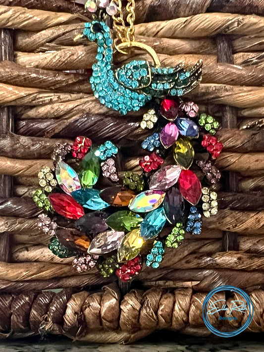 Jeweled Peacock Necklace