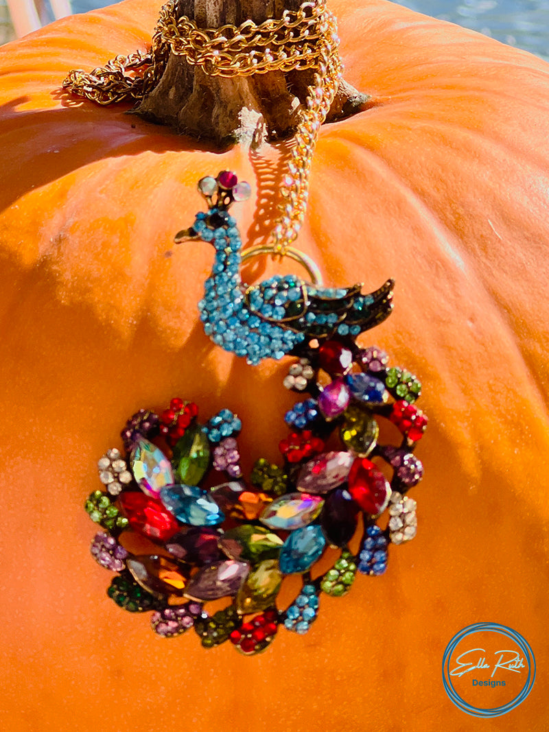 Jeweled Peacock Necklace