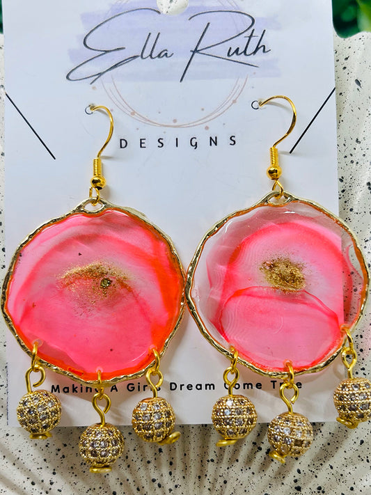 Pink Spun Drum Earrings