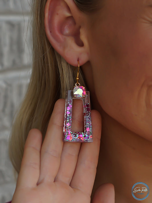 Pink and Rhinestone Earring