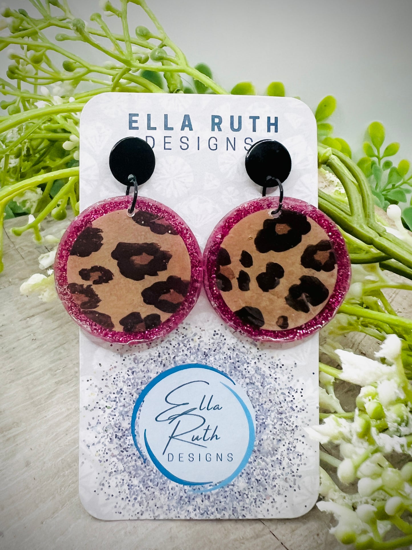 Raspberry Leopard Earring