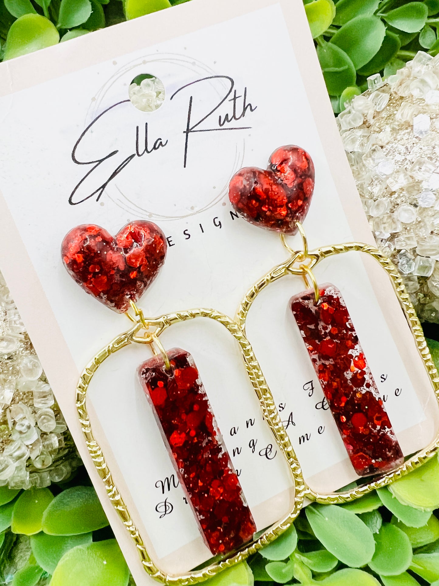 Red In Gold Earring