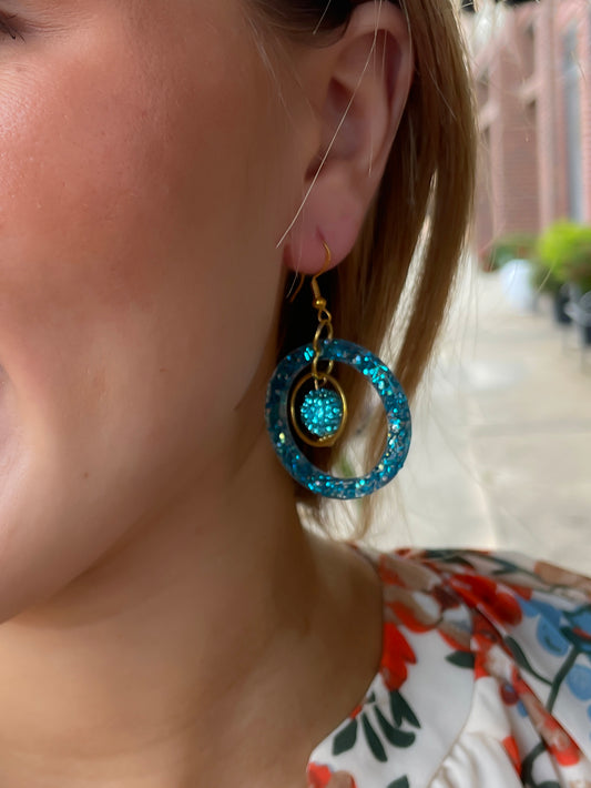 Sea Blue Circle Earring