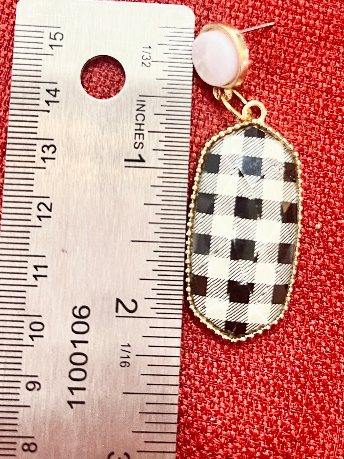 Black and White Check Earring