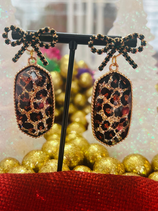 Bow and Lepard Earring