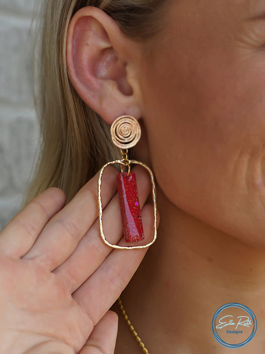 Red Dragon Swirl Earring