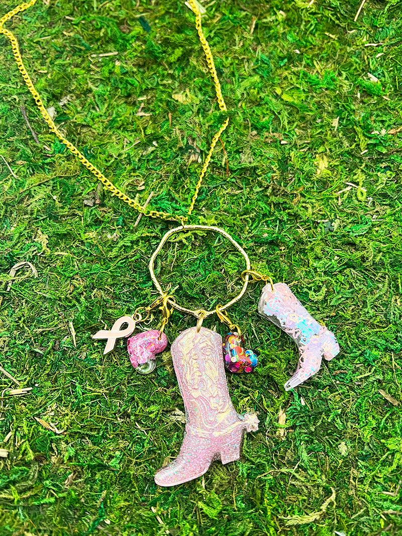 Give Cancer the Boot Necklace