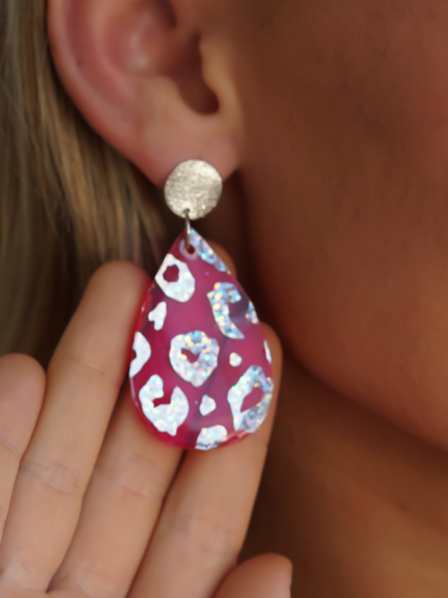 Hot Pink Leopard Earring