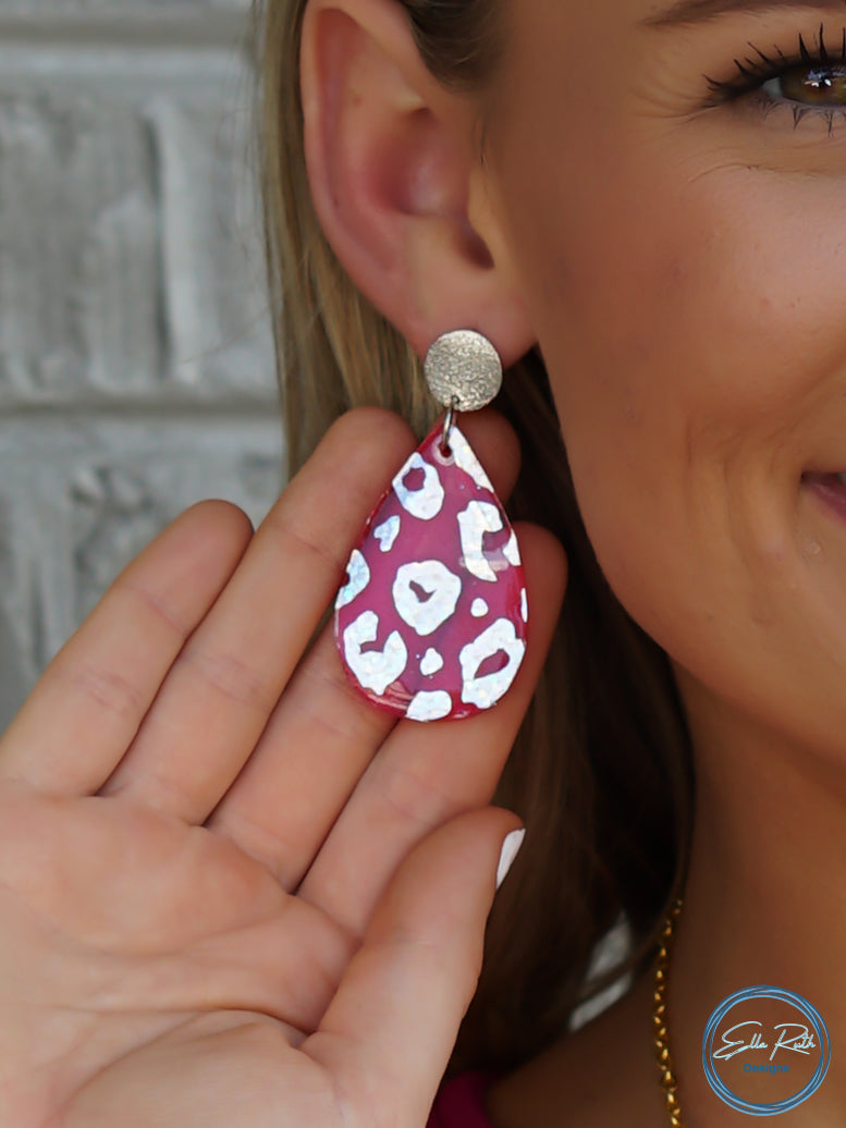 Hot Pink Leopard Earring