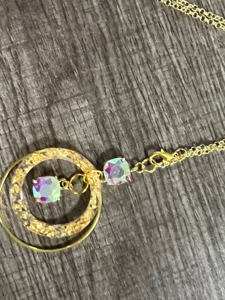AB Rhinestone in Gold Necklace
