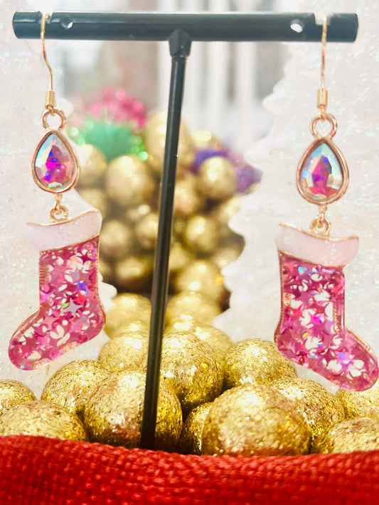 Pink Stocking Earring