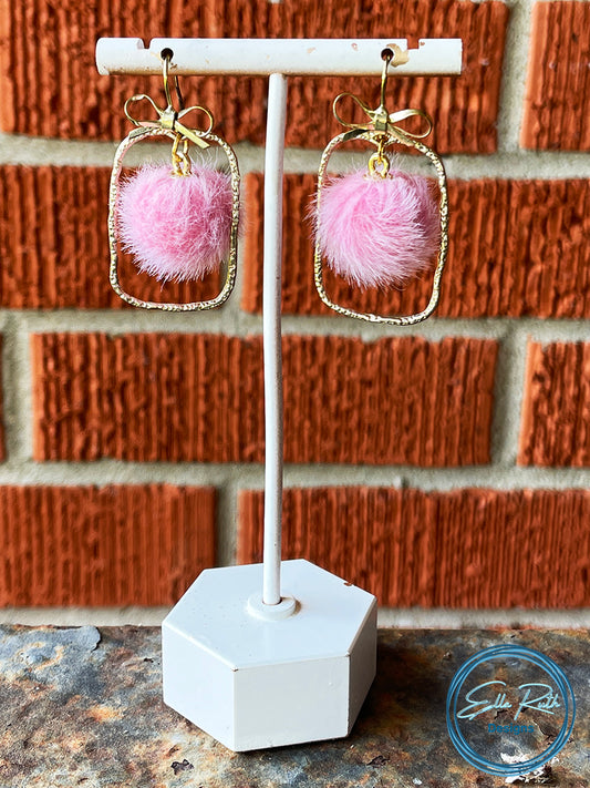 Pink Powder Puff Earrings