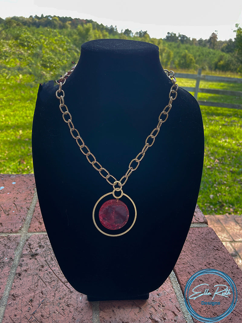 Red and Gold Circles Necklace