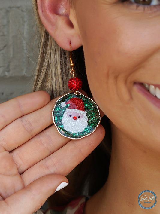 Santa in His Red Hat Earring