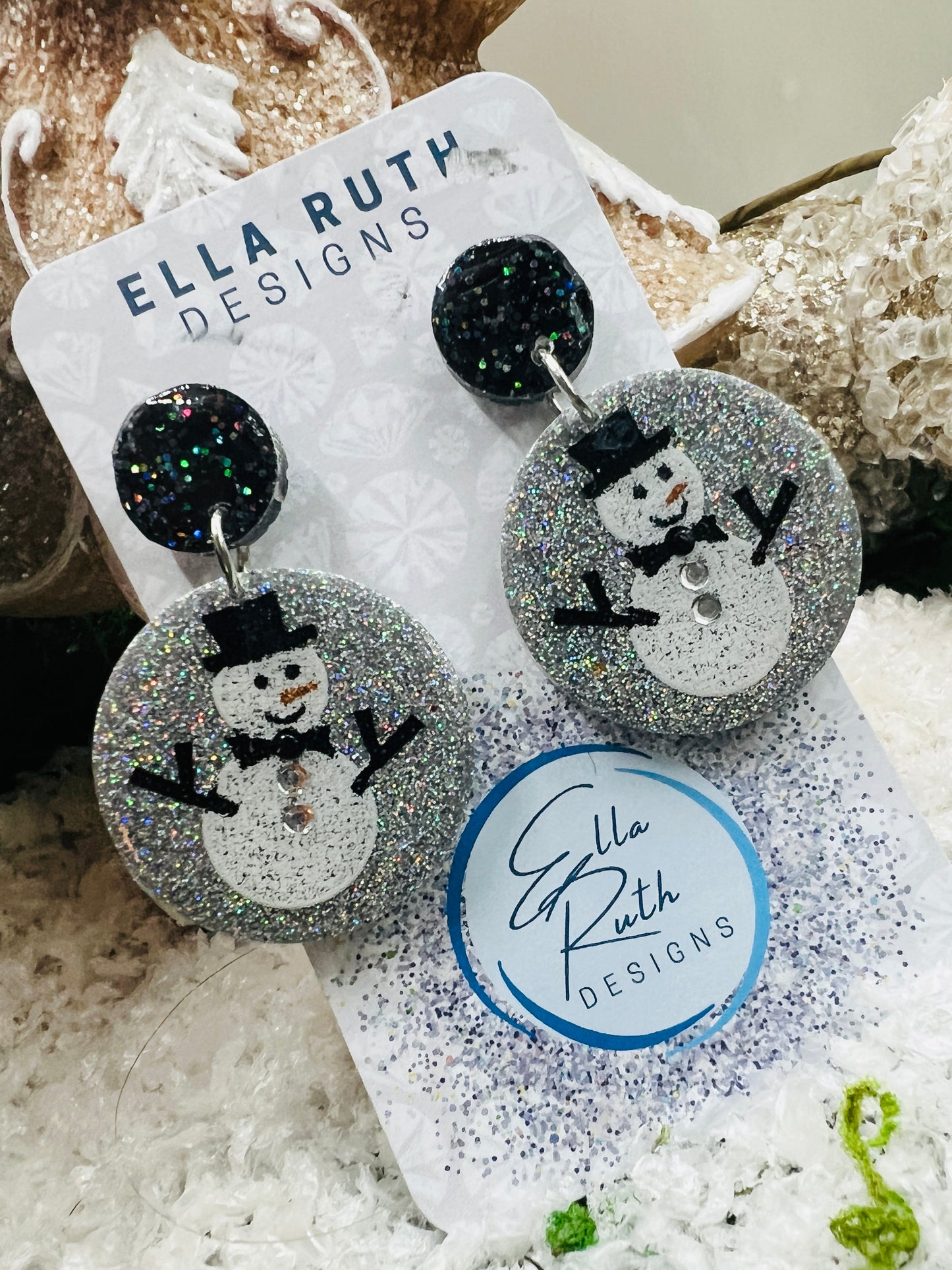 Silver Snowman Earring