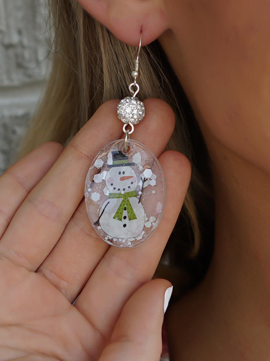 Snowman Snow Globe Earring