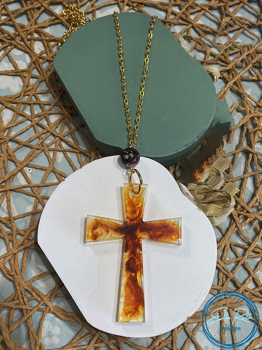 Wood-Like Cross Necklace